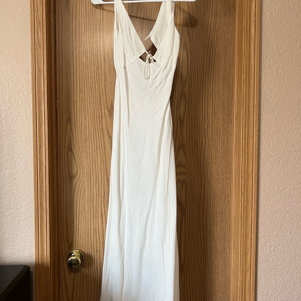 Billy J Linen White Maxi Dress
